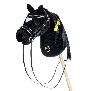 Bridon en cuir brillante pour hobby horse Equestro Noir Bridon en cuir brillante pour hobby horse Equestro Noir