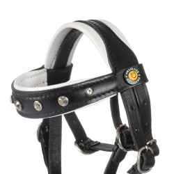 Bridon en cuir Equestro avec strass pour cheval jouet Noir