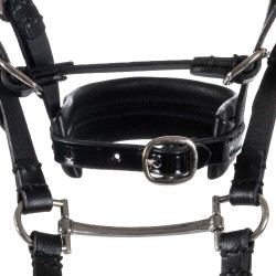 Bridon en cuir Equestro pour cheval jouet avec clous argentés Noir