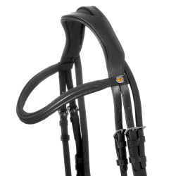 Bridon Equestro à muserolle simple avec têtière large et courbée Noir