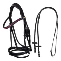 Bridon Equestro anatomique avec pierres Fuchsia Noir