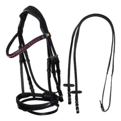 Bridon Equestro anatomique avec pierres Fuchsia Noir