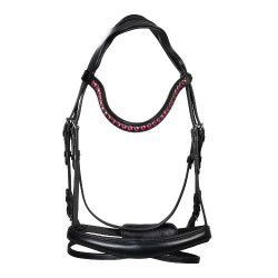 Bridon Equestro anatomique avec pierres Fuchsia Noir