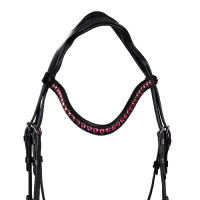 Bridon Equestro anatomique avec pierres Fuchsia Noir