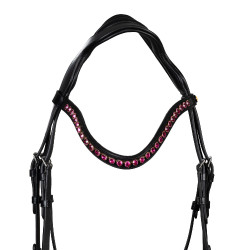 Bridon Equestro anatomique avec pierres Fuchsia Noir