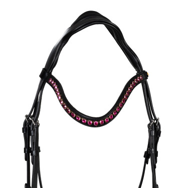 Bridon Equestro anatomique avec pierres Fuchsia Noir