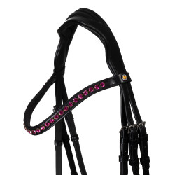 Bridon Equestro anatomique avec pierres Fuchsia Noir
