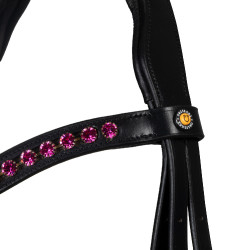 Bridon Equestro anatomique avec pierres Fuchsia Noir