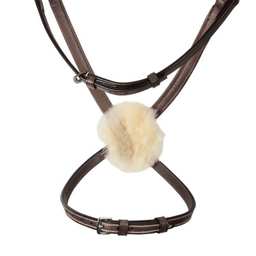 Bridon Equestro muserolle mexicaine et mouton synthétique Marron foncé