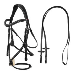 Bridon mexicain Supreme avec muserolle anatomique Noir