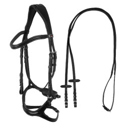 Supreme hoofdstel met gebogen anatomische neusriem Zwart