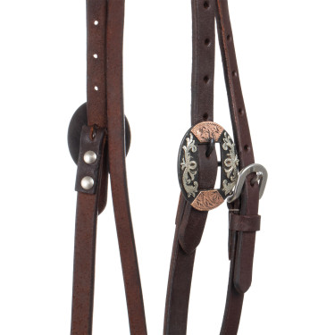 Bridon western Lakota avec boucles silver décoratives Huilé