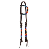 Westernhoofdstel Pool’s Serape one-ear met geolieerde parels Donkerbruin