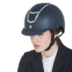 Casque Equestro avec strass Marine / argent Bleu