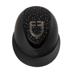 Casque Equestro mat visière large avec logo strass homologué EN 1384-2023 Noir / noir brillant