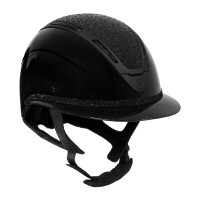 Casque femme Equestro Apocalypse coque brillante avec strass EN 1384-2023 Noir / noir