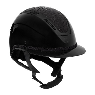 Casque femme Equestro Apocalypse coque brillante avec strass EN 1384-2023 Noir / noir