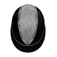 Dameshelm Equestro Apocalypse glanzende schaal met strass EN 1384-2023 Zwart / gunmetal Grijs