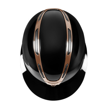 Casque femme Equestro Apocalypse coque brillante homologué EN 1384-2023 Noir / rose gold