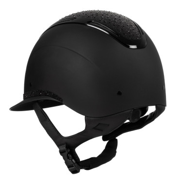 Casque femme Equestro Apocalypse coque mate avec strass EN 1384-2023 Noir / noir