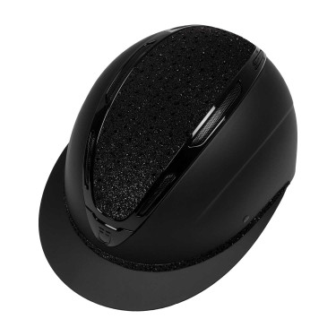 Casque femme Equestro Apocalypse coque mate avec strass EN 1384-2023 Noir / noir