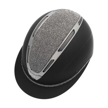 Casque femme Equestro Apocalypse coque mate avec strass EN 1384-2023 Noir / gunmetal