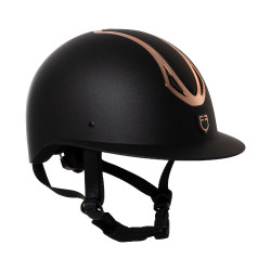 Casque femme Equestro visière large homologué EN 1384-2023 Noir / rose gold