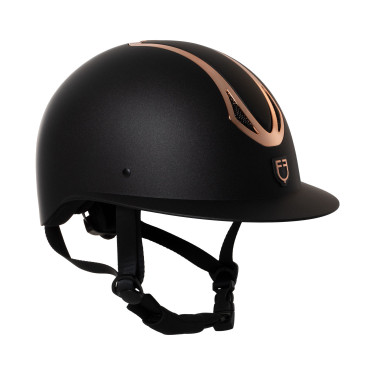 Casque femme Equestro visière large homologué EN 1384-2023 Noir / rose gold