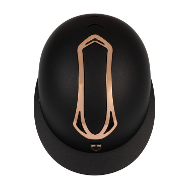 Casque femme Equestro visière large homologué EN 1384-2023 Noir / rose gold