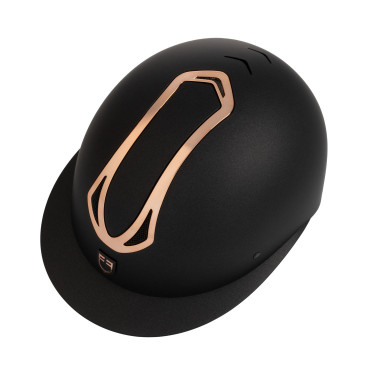 Casque femme Equestro visière large homologué EN 1384-2023 Noir / rose gold