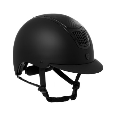 Casque unisexe Equestro insert carbone et bordure brillante EN 1384-2023 Noir / noir