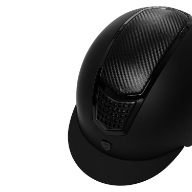 Casque unisexe Equestro insert carbone et bordure brillante EN 1384-2023 Noir / noir