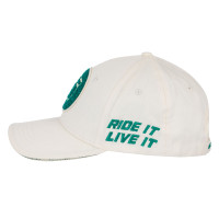 Casquette de baseball Equestro logo sur patch en éponge Blanc antique / vert ultramarine