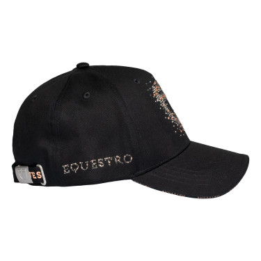 Casquette femme Equestro avec logo strass Noir
