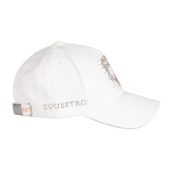 Casquette femme Equestro avec logo strass Blanc Casquette femme Equestro avec logo strass Blanc