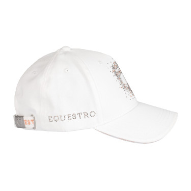 Casquette femme Equestro avec logo strass Blanc Casquette femme Equestro avec logo strass Blanc