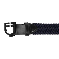 Ceinture élastique Equestro avec boucle logo noir Marine Bleu marine