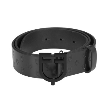 Zwarte Equestro-leren riem met logogesp Zwart