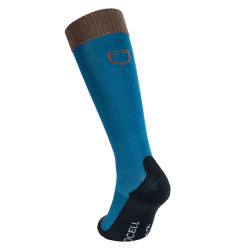 Chaussettes unisexes Equestro Basic en tissu technique Coral bleu / walnut Chaussettes unisexes Equestro Basic en tissu technique Coral bleu / walnut