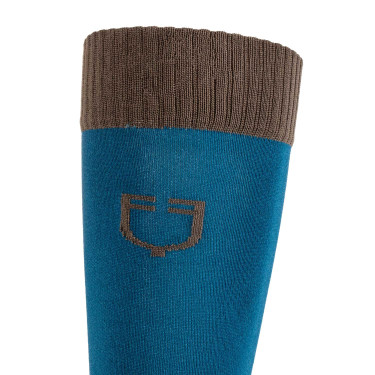 Chaussettes unisexes Equestro Basic en tissu technique Coral bleu / walnut Chaussettes unisexes Equestro Basic en tissu technique Coral bleu / walnut