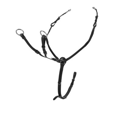 Collier de chasse en cuir Equestro modèle Y Fork Noir