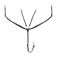Collier de chasse Equestro avec fourche en cuir tanné et boucles en acier NEW Noir