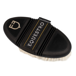 Brosse de pansage Equestro flexible à poils souples Naturel Marron