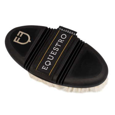 Brosse de pansage Equestro flexible à poils souples Naturel Marron