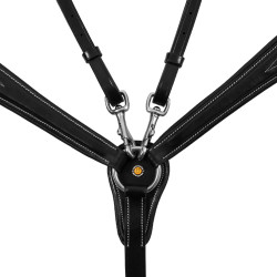 Collier de chasse Equestro en cuir à surpiqûre fantaisie avec martingale amovible Noir Collier de chasse Equestro en cuir à surpiqûre fantaisie avec martingale amovible Noir