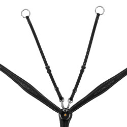 Collier de chasse Equestro en cuir à surpiqûre fantaisie avec martingale amovible Noir Collier de chasse Equestro en cuir à surpiqûre fantaisie avec martingale amovible Noir