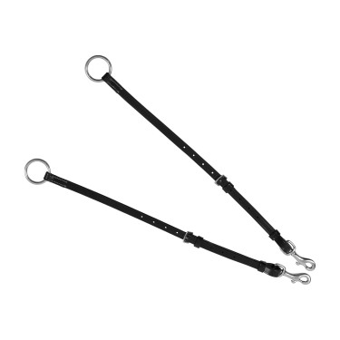 Collier de chasse Equestro en cuir à surpiqûre fantaisie avec martingale amovible Noir Collier de chasse Equestro en cuir à surpiqûre fantaisie avec martingale amovible Noir