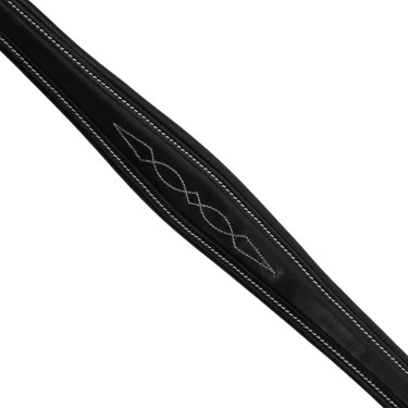 Collier de chasse Equestro en cuir à surpiqûre fantaisie avec martingale amovible Noir Collier de chasse Equestro en cuir à surpiqûre fantaisie avec martingale amovible Noir