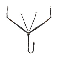 Collier de chasse Equestro en cuir à surpiqûre fantaisie avec martingale amovible Noir