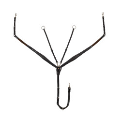 Collier de chasse Equestro en cuir à surpiqûre fantaisie avec martingale amovible Marron foncé